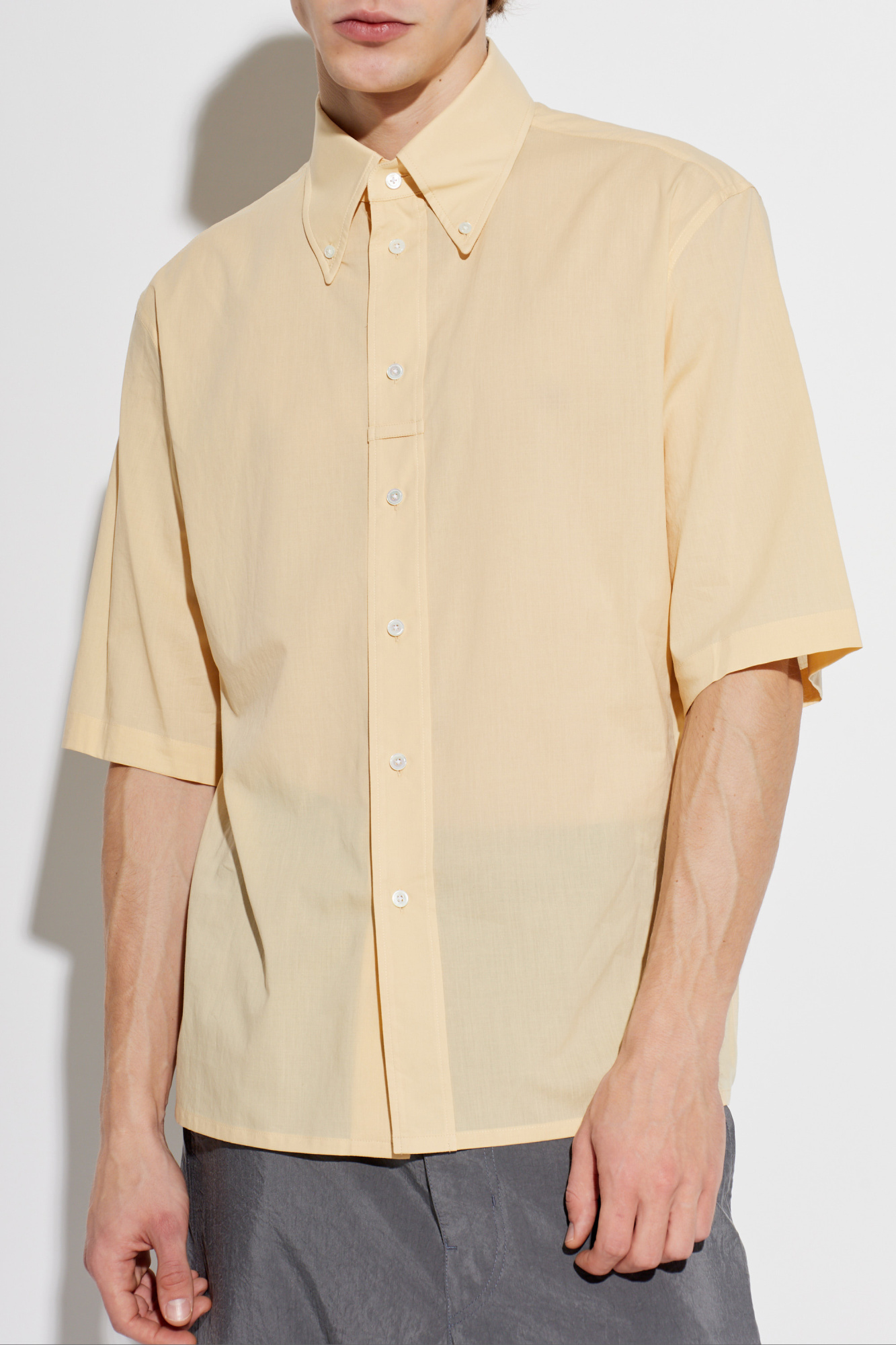 LEMAIRE 2025 SHORT SLEEVE OVERSHIRT ルメール Lemaire Knitted Cotton Short Sleeve Overshirt - Black | Garmentory